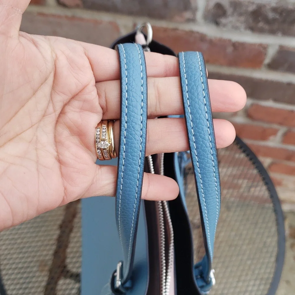 Coach Mollie Tote 25 Leather Satchel Convertible Bag Pacific Blue Designer - Picture 15 of 17